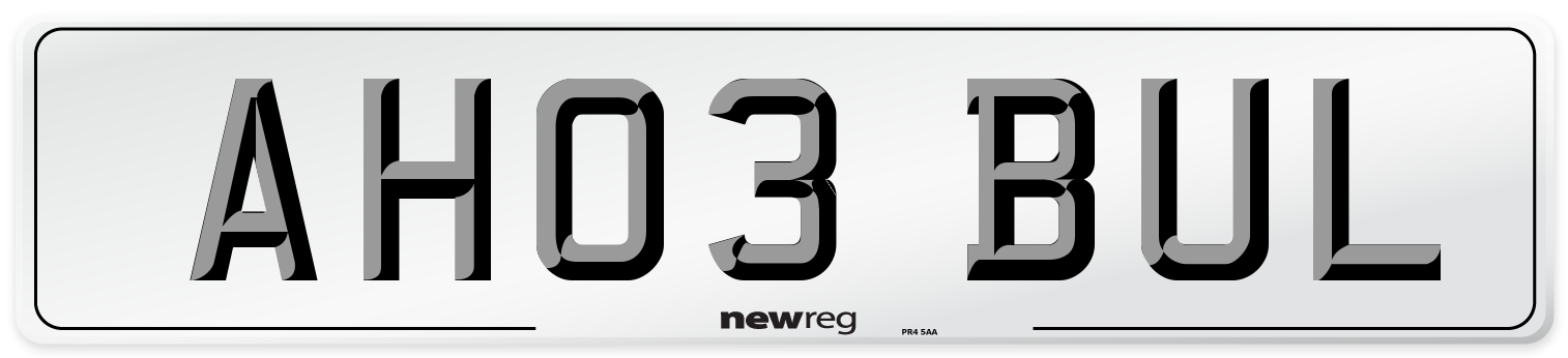 AH03 BUL Number Plate from New Reg
